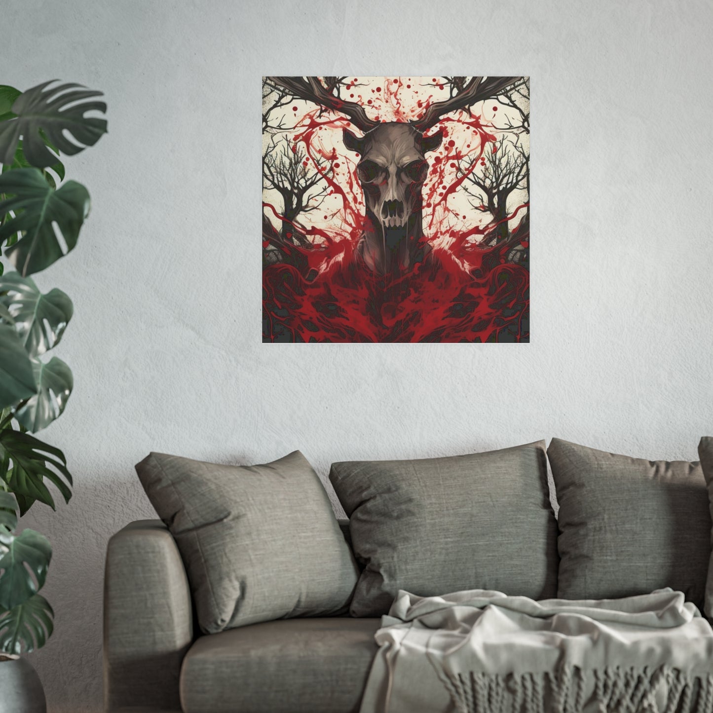 Timeless Elegance: Satin and Archival Deer Skull Poster Collection