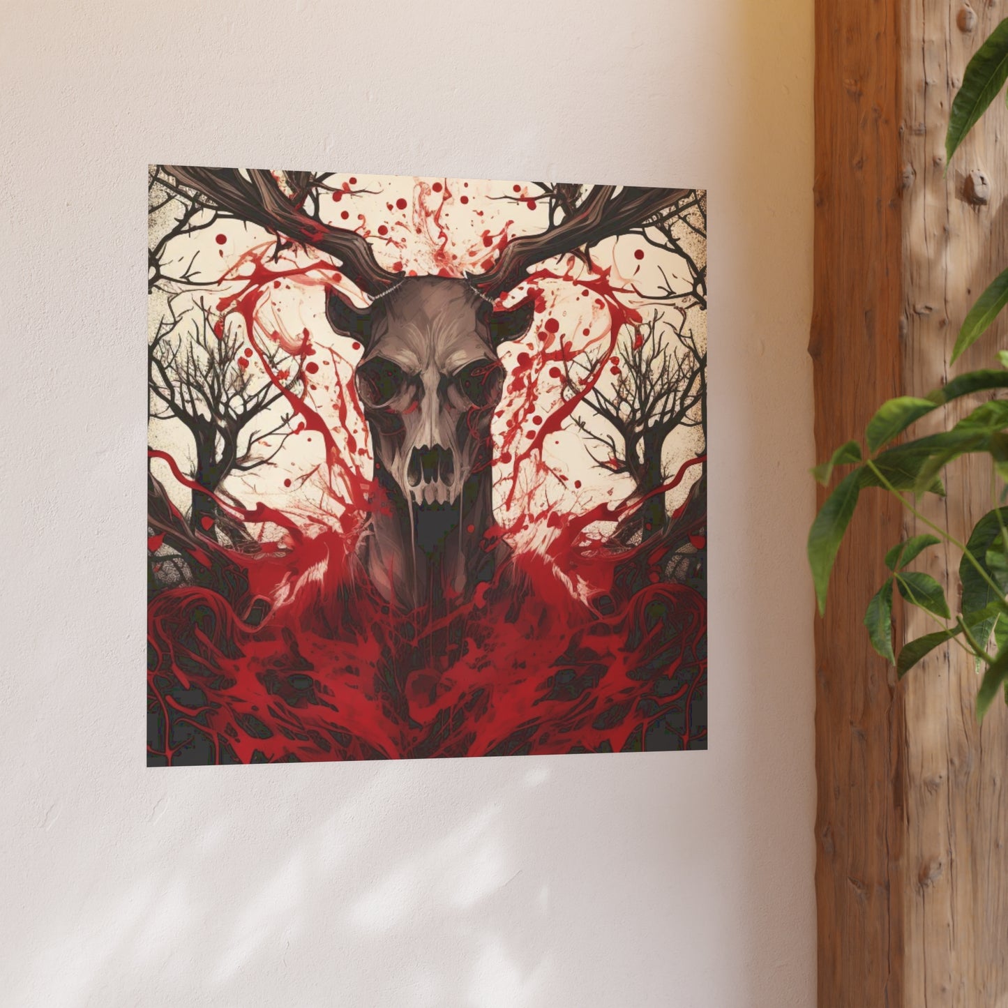 Timeless Elegance: Satin and Archival Deer Skull Poster Collection